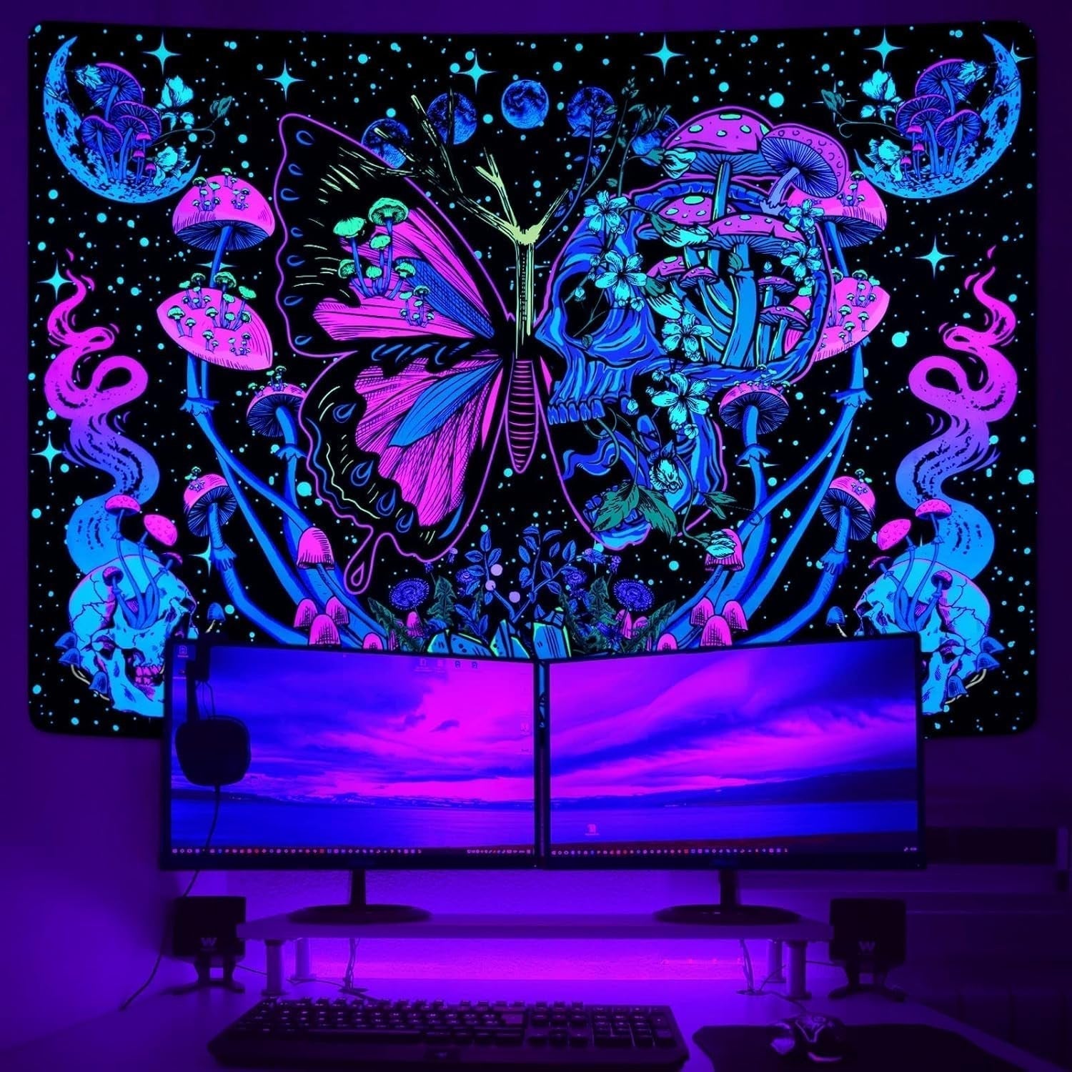 Tapisserie Yrendenge tapisserie fluorescente phase papillons Accueil - Accessoires et Décorations Naty Shop