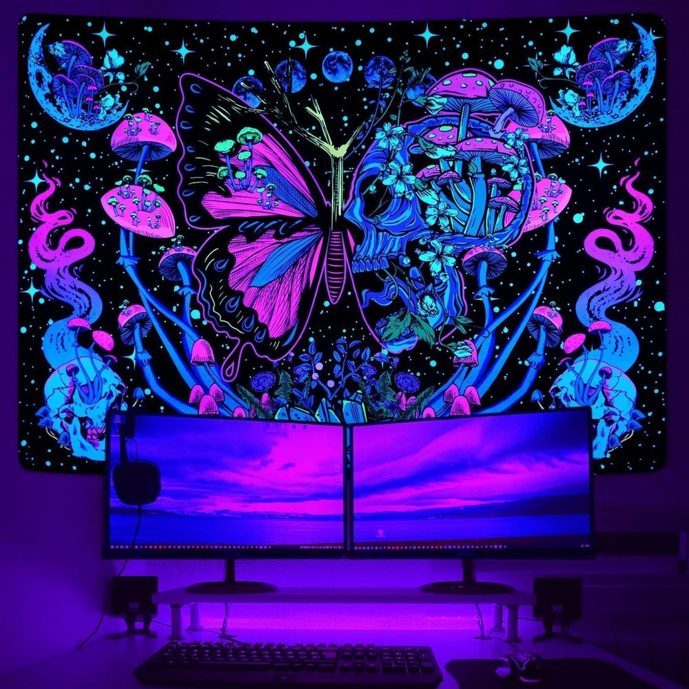 Tapisserie Yrendenge tapisserie fluorescente phase papillons Accueil - Accessoires et Décorations Naty Shop