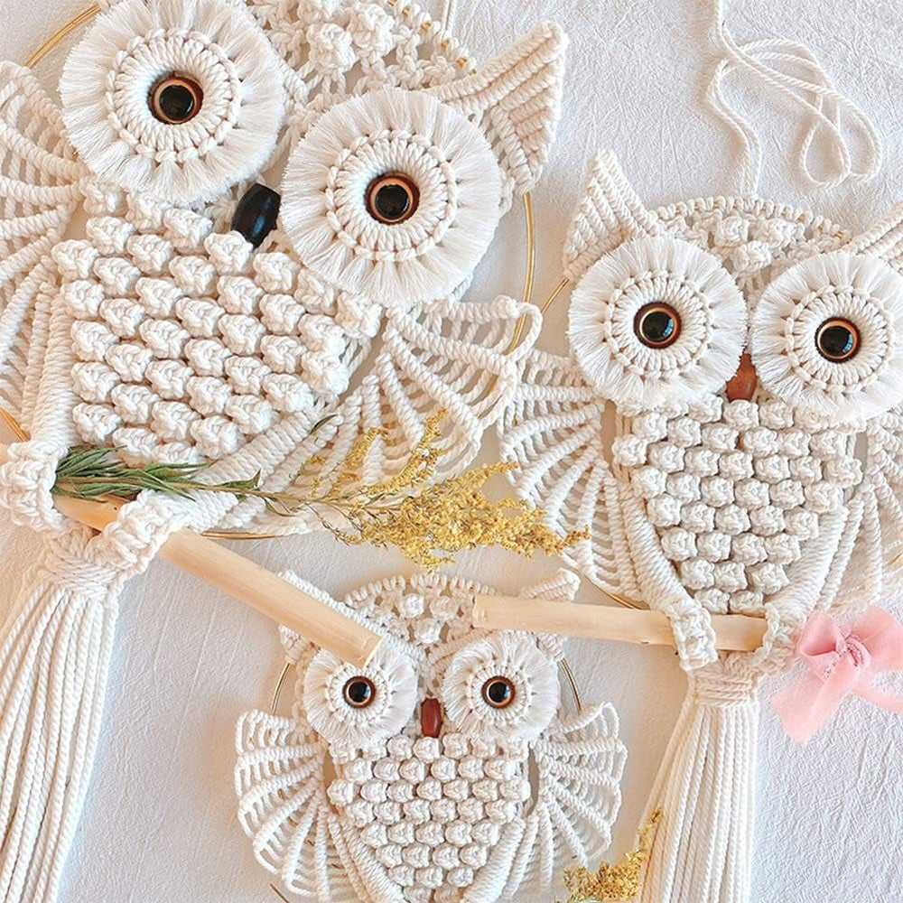 Tapisserie ysglife hiboux décoration faite main ornement suspendu art Maison - Accessoires et Décorations Naty Shop