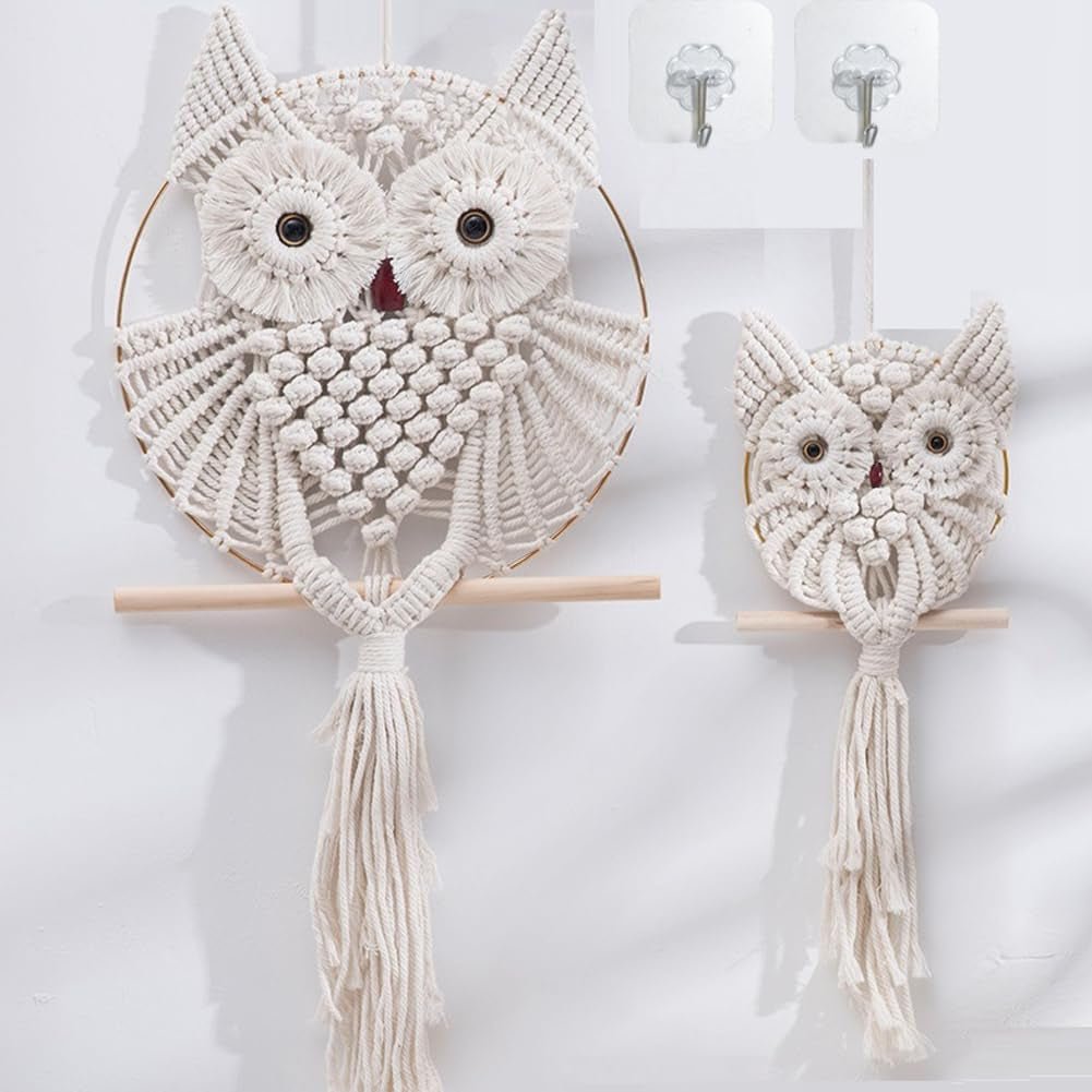 Tapisserie ysglife hiboux décoration faite main ornement suspendu art Maison - Accessoires et Décorations Naty Shop