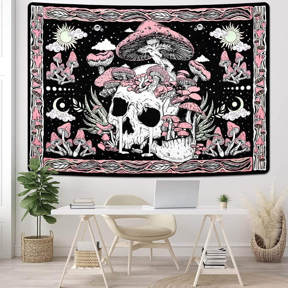 Tapisserie yugarlibi crâne rose champignons squelette Accueil - Accessoires et Décoration Naty Shop