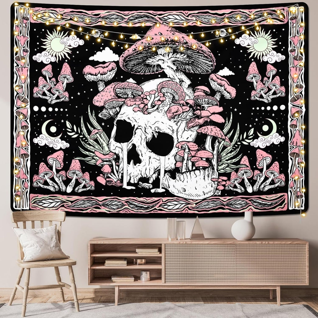 Tapiserie yugarlibi craniu roz ciuperci schelet Casa - Accesorii si Decoratiuni Naty Shop