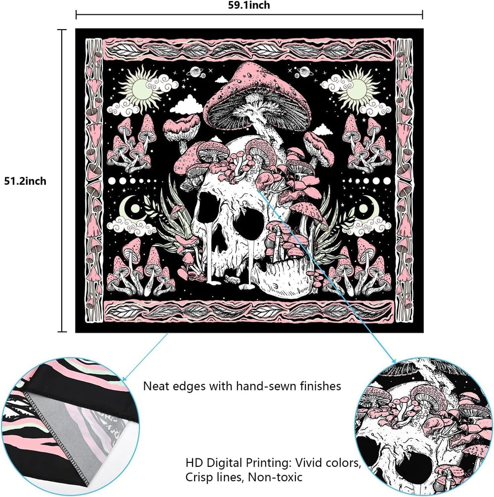 Tapisserie yugarlibi crâne rose champignons squelette Accueil - Accessoires et Décoration Naty Shop