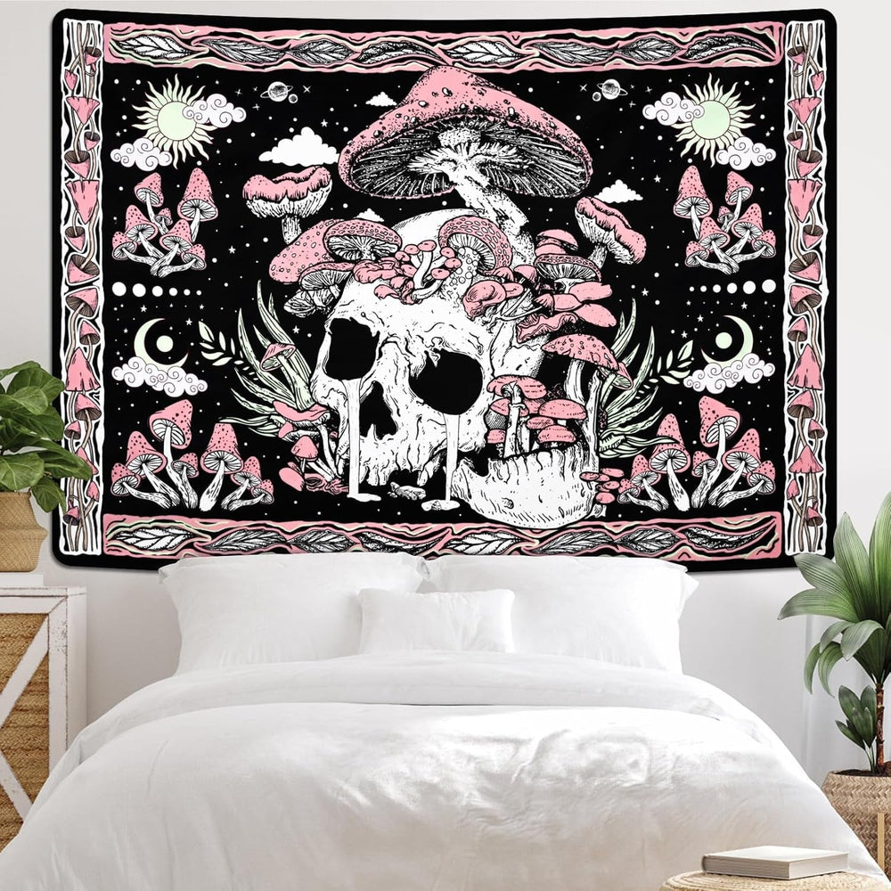 Tapisserie yugarlibi crâne rose champignons squelette Accueil - Accessoires et Décoration Naty Shop