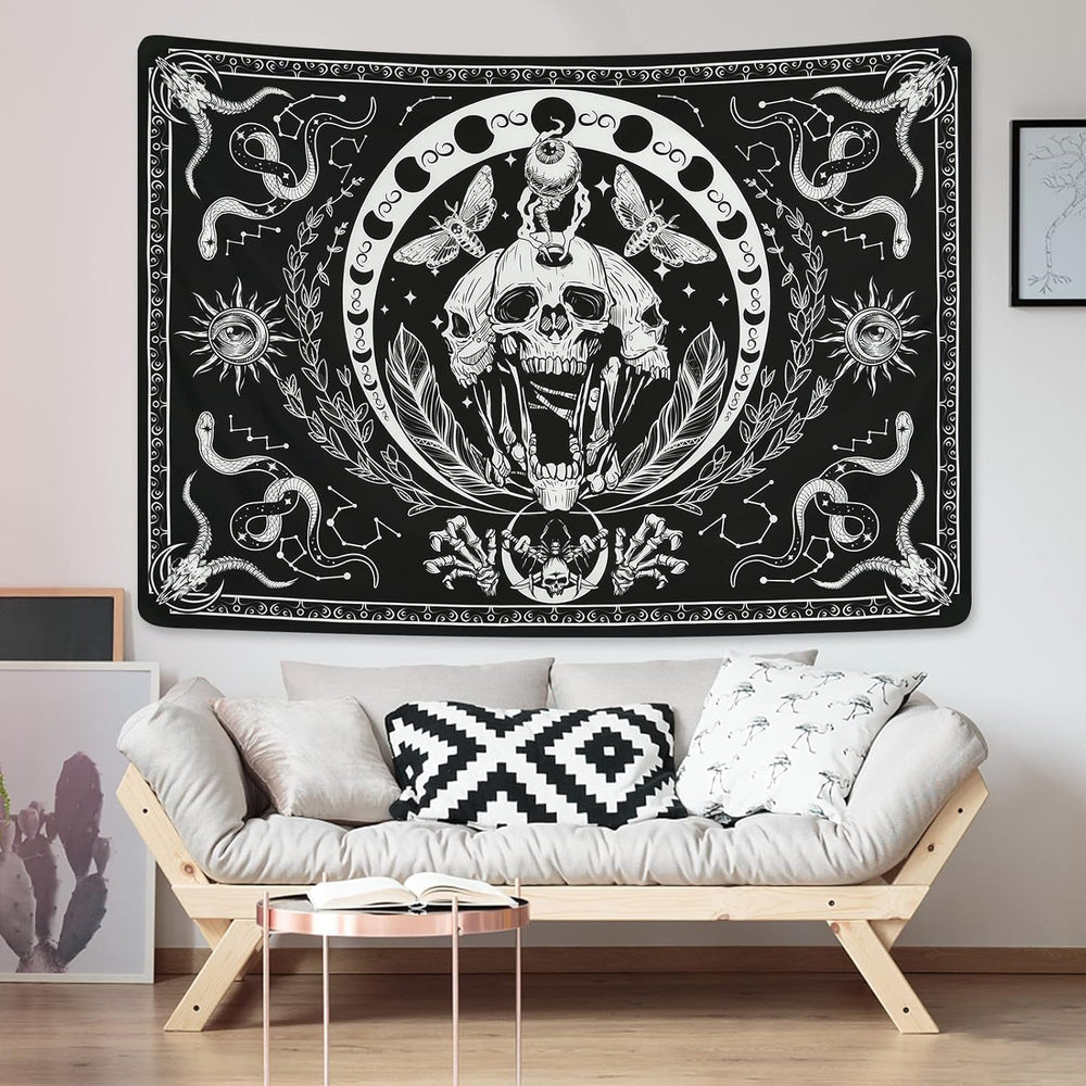 Tapisserie yugarlibi squelette noir serpent papillon toile esthétique Maison - Accessoires et Décorations Naty Shop