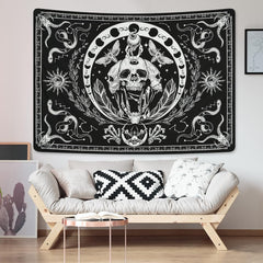 Tapisserie yugarlibi squelette noir serpent papillon toile esthétique Maison - Accessoires et Décorations Naty Shop