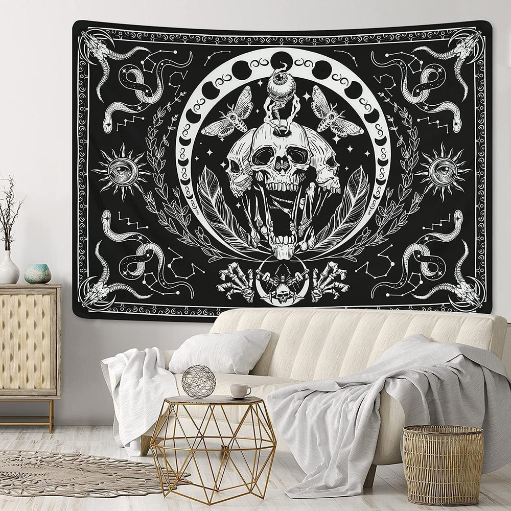Tapisserie yugarlibi squelette noir serpent papillon toile esthétique Maison - Accessoires et Décorations Naty Shop