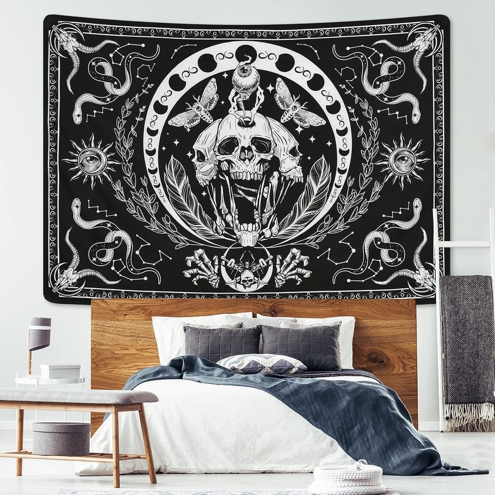 Tapisserie yugarlibi squelette noir serpent papillon toile esthétique Maison - Accessoires et Décorations Naty Shop