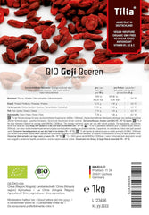 Tilia BIO Baies de Goji 1 kg Produits déshydratés Naty Shop