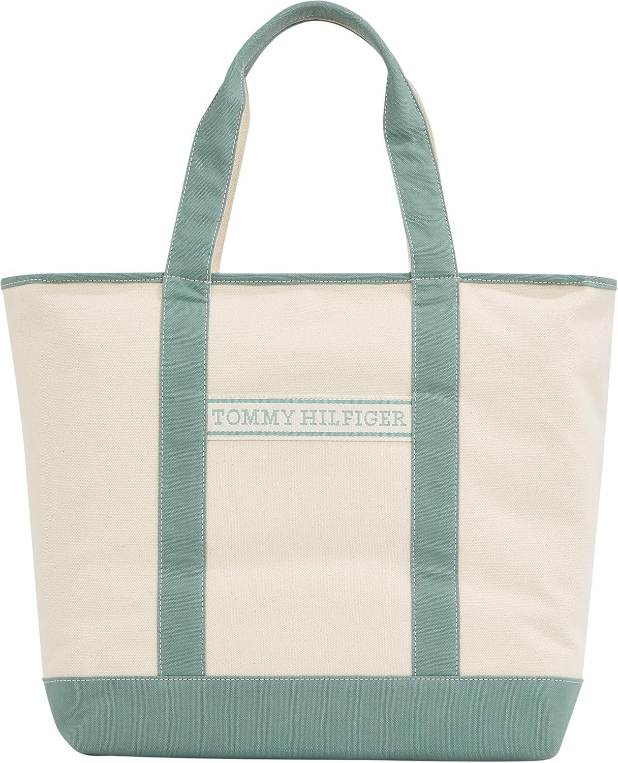 TOMMY HILFIGER Femmes Th Summer Canvas Tote Aw0aw17421 Sac fourre-tout Femme Sacs Naty Shop Vert (Charming Green)