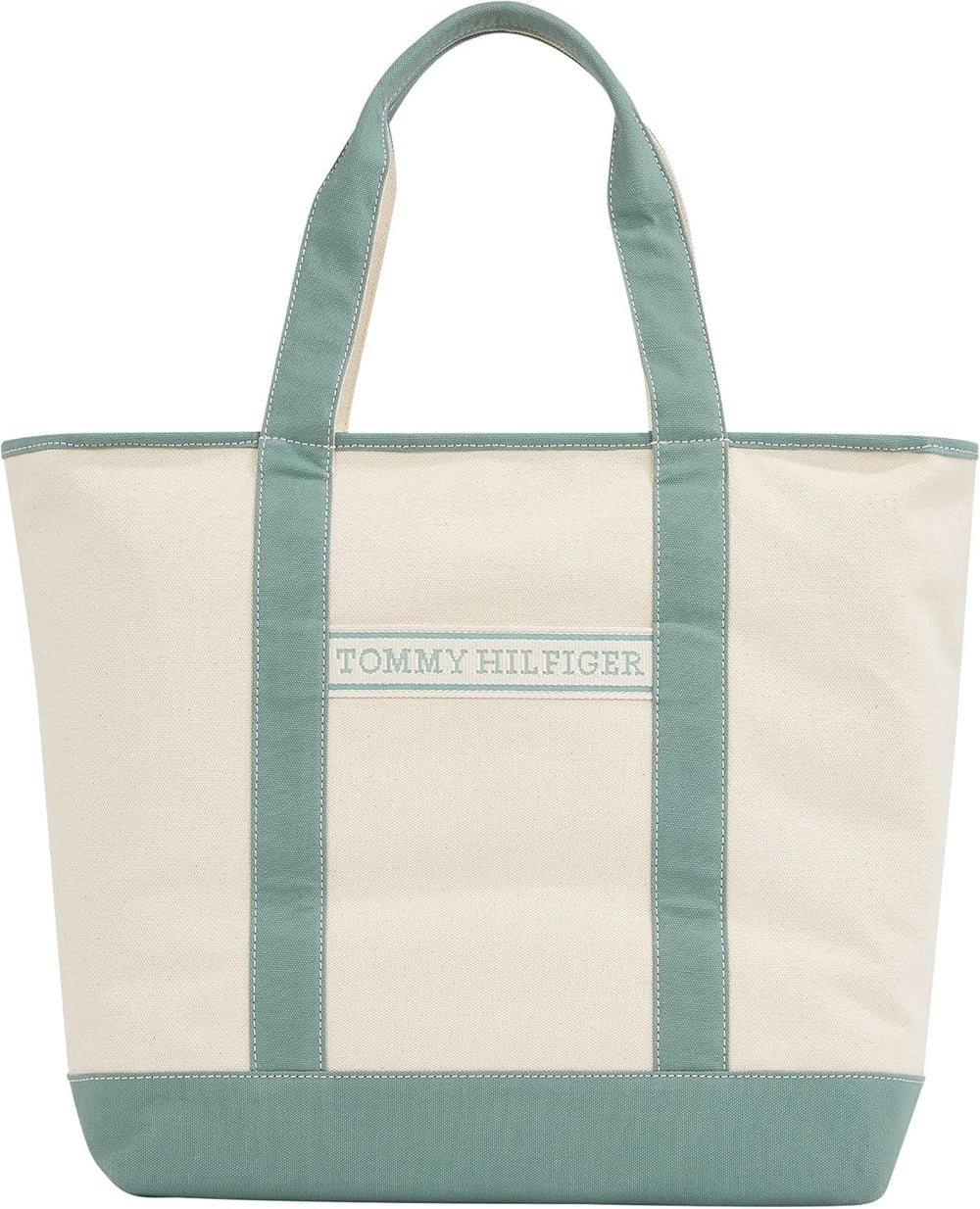 TOMMY HILFIGER Femmes Th Summer Canvas Tote Aw0aw17421 Sac fourre-tout Femme Sacs Naty Shop Vert (Charming Green)