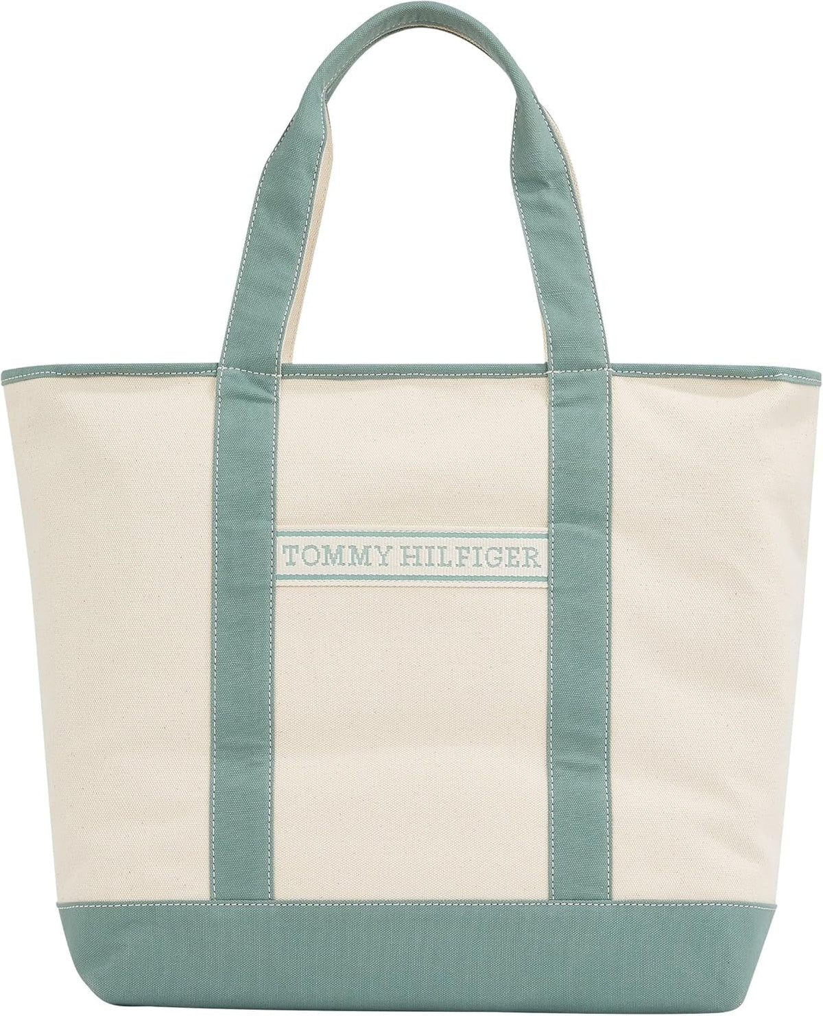 TOMMY HILFIGER Femmes Th Summer Canvas Tote Aw0aw17421 Sac fourre-tout Femme Sacs Naty Shop Vert (Charming Green)