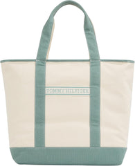 TOMMY HILFIGER Femmes Th Summer Canvas Tote Aw0aw17421 Sac fourre-tout Femme Sacs Naty Shop Vert (Charming Green)