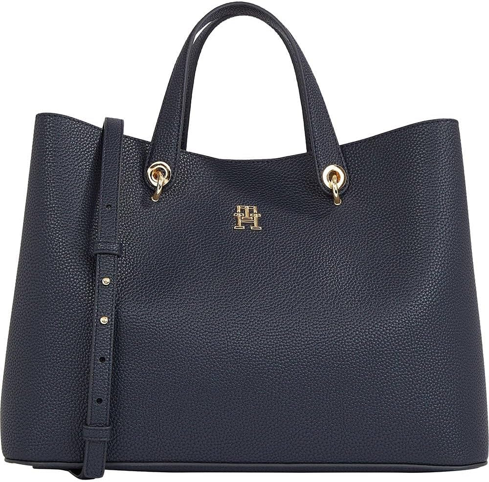 Tommy Hilfiger satchel bag Emblem bandoulière amovible Sacs Femme Naty Shop Bleu (Space Blue)