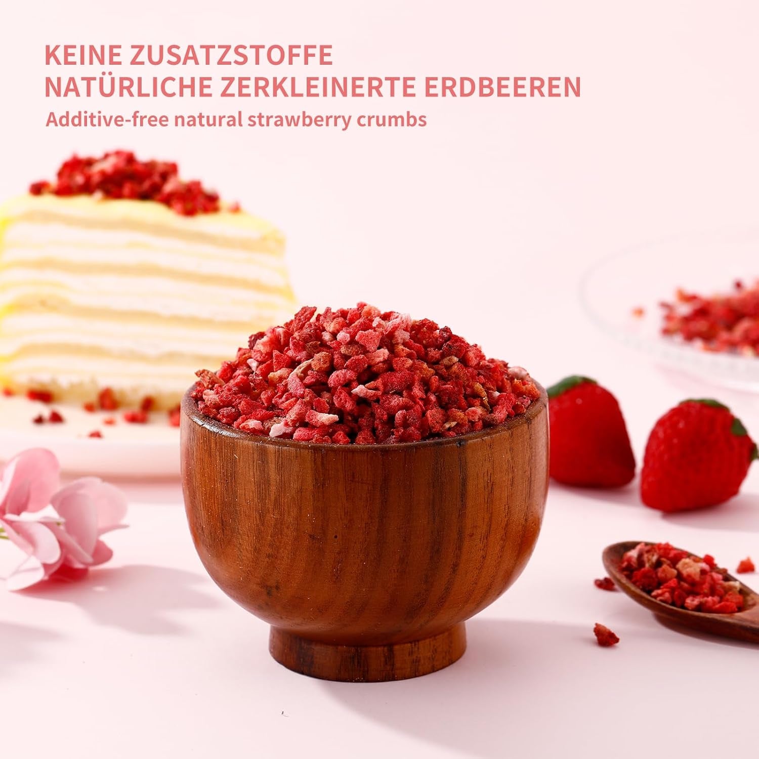 Fraises lyophilisées ULTHMOK 180 g - sans additifs, fraises concassées en boîtes pratiques Produits déshydratés Naty Shop