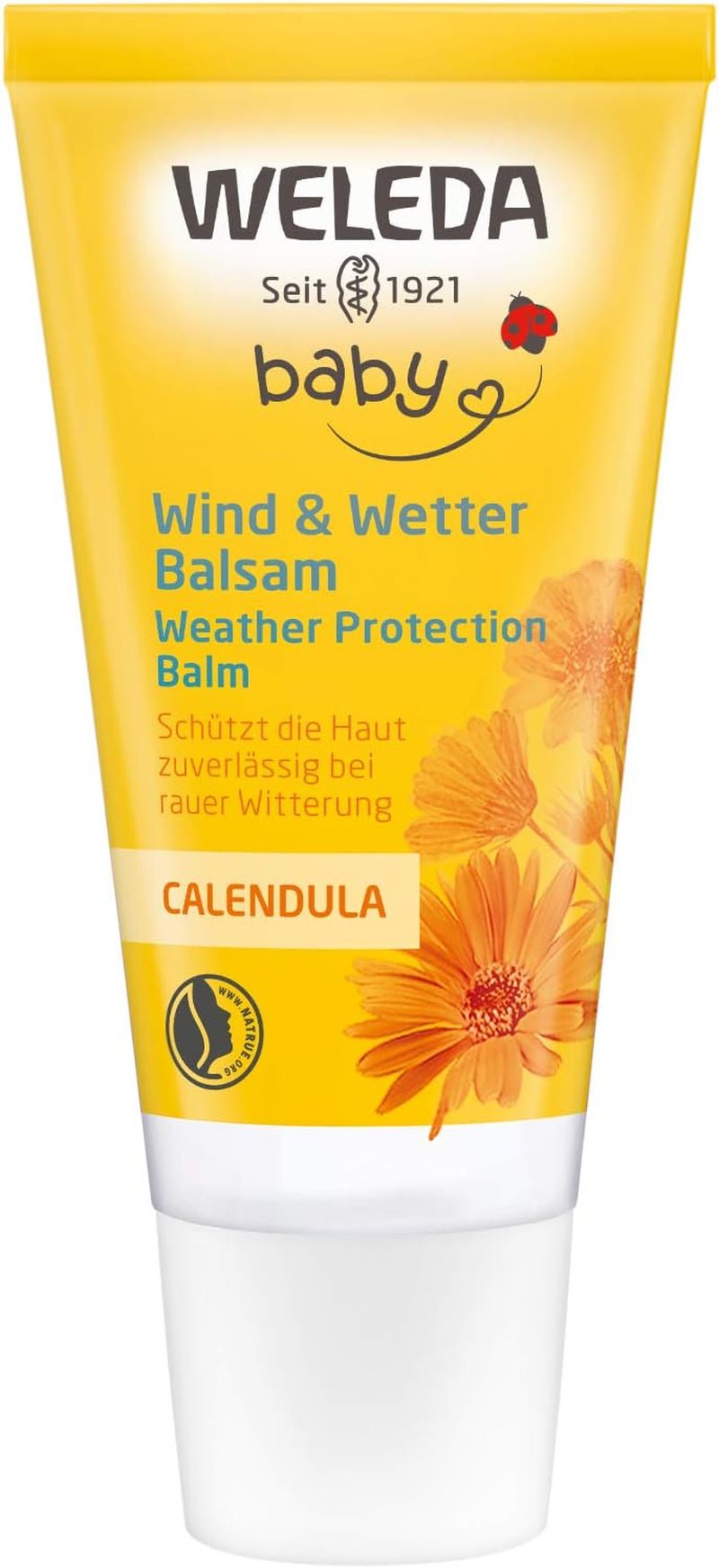 WELEDA Baume Vent & Météo Bébé Calendula Bio - Crème visage et crème mains pour cosmétiques naturels à l'huile d'amande et à l'huile de sésame pour protéger la peau sensible et sèche de bébé des intempéries et du froid (1x 30 ml) Enfant - Bain et Soin Naty Shop