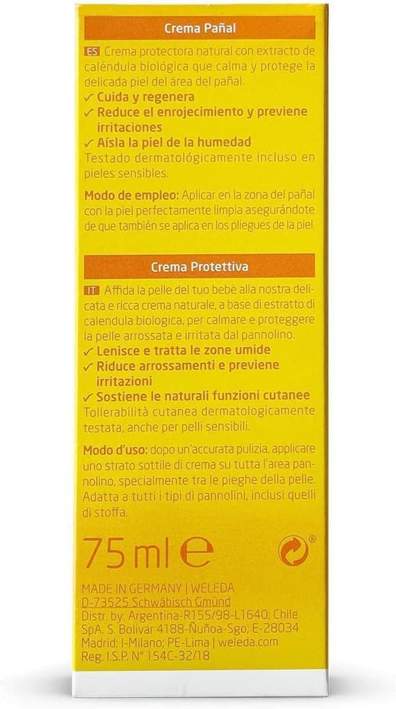 WELEDA Organic Baby Calendula Wound Protection Cream 75ml - Cosmetice naturale unguent pentru răni / cremă pentru bebeluși pentru protecția pielii sensibile a bebelușului în zona scutecelor. Ajută la roșeață, piele iritată și durere Copii - Baie si Skincare Naty Shop