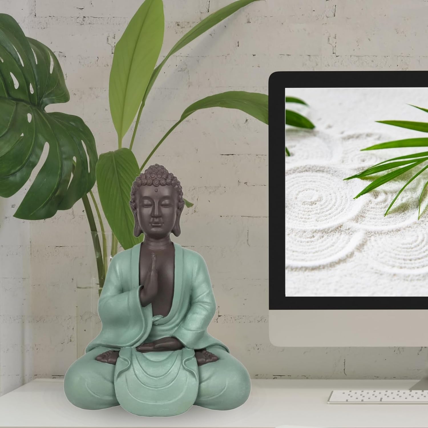 Zen Arôme SBM5 Statue Zen Bodhi, vert/marron, hauteur 20 cm Statuettes et sculptures Naty Shop