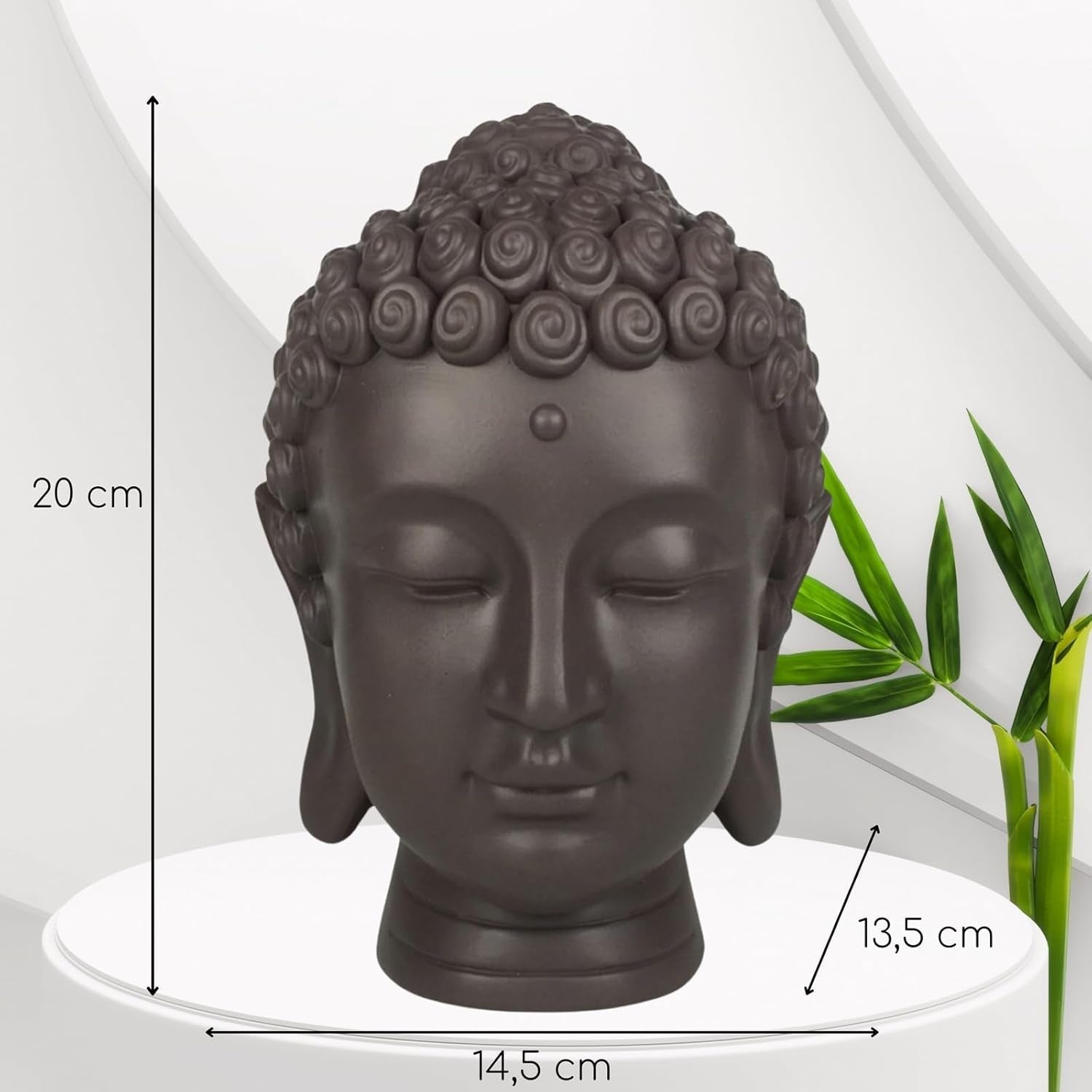 Zen'Light - Statuette tête de Bouddha - Décoration pour le zen, la méditation et le feng shui - Cadeau pour une ambiance relaxante et spirituelle - Statuette de Bouddha - Hauteur : 20 cm - Couleur : vert/marron Statuettes et sculptures Naty Shop