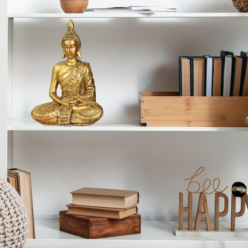 Zen'Light - Statuette tête de Bouddha Sanci - Décoration pour le zen, la méditation et le feng shui - Cadeau pour une ambiance relaxante et spirituelle - Statue de Bouddha - Hauteur : 18 cm - Couleur : or Statuettes et sculptures Naty Shop