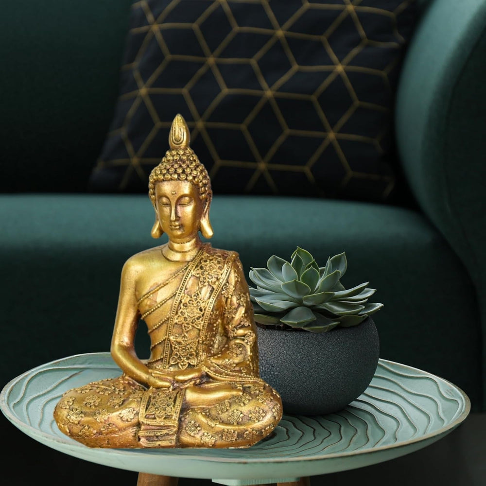 Zen'Light - Statuette tête de Bouddha Sanci - Décoration pour le zen, la méditation et le feng shui - Cadeau pour une ambiance relaxante et spirituelle - Statue de Bouddha - Hauteur : 18 cm - Couleur : or Statuettes et sculptures Naty Shop