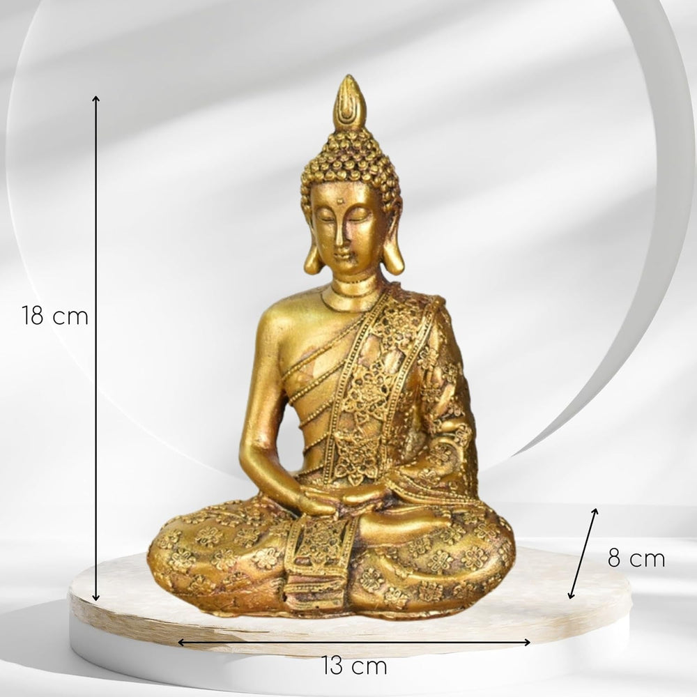 Zen'Light - Statuette tête de Bouddha Sanci - Décoration pour le zen, la méditation et le feng shui - Cadeau pour une ambiance relaxante et spirituelle - Statue de Bouddha - Hauteur : 18 cm - Couleur : or Statuettes et sculptures Naty Shop
