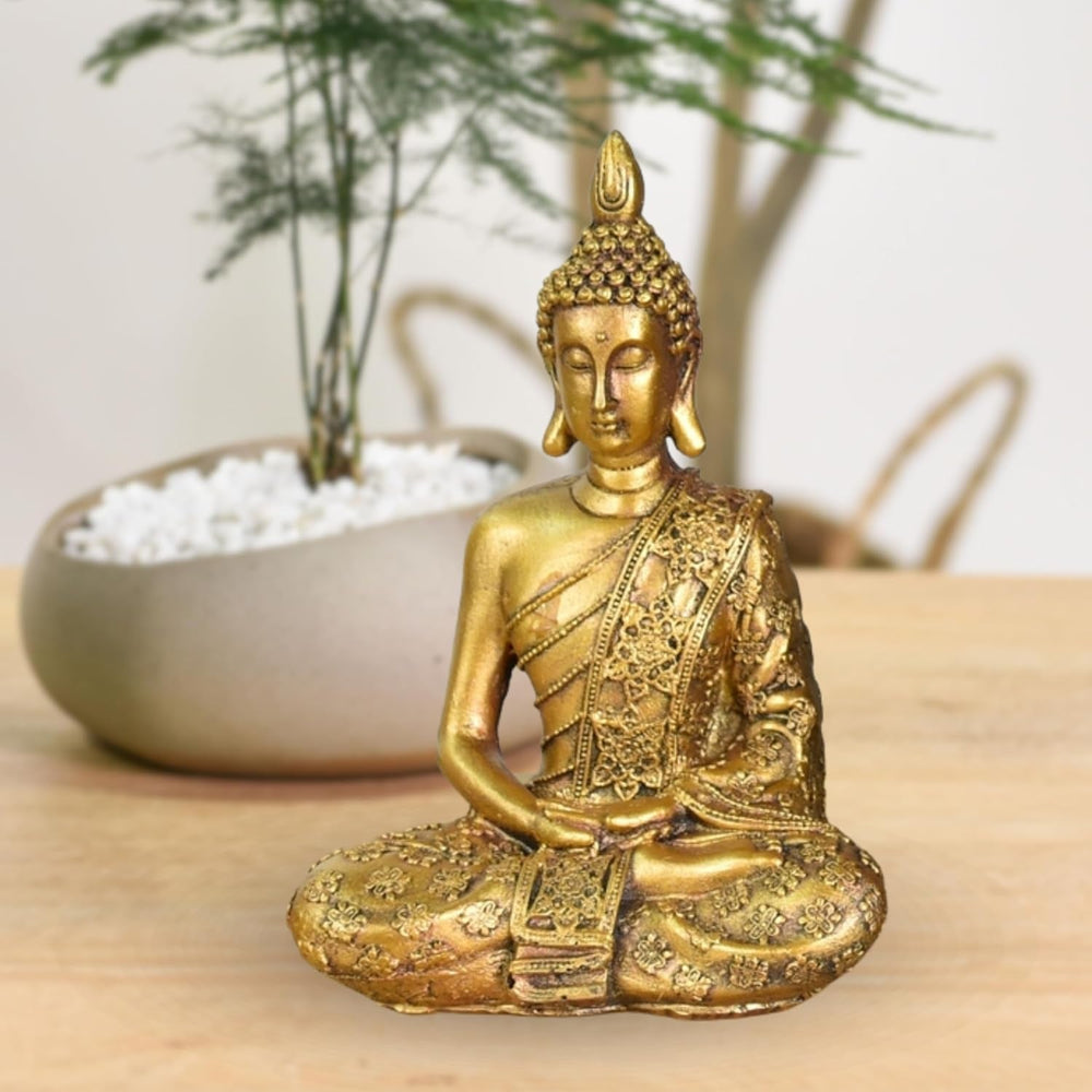 Zen'Light - Statuette tête de Bouddha Sanci - Décoration pour le zen, la méditation et le feng shui - Cadeau pour une ambiance relaxante et spirituelle - Statue de Bouddha - Hauteur : 18 cm - Couleur : or Statuettes et sculptures Naty Shop