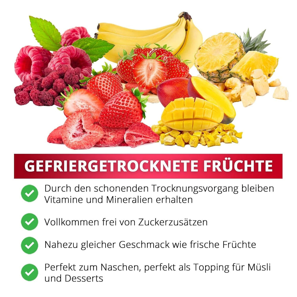 Framboises lyophilisées, SANS produits chinois, 500g de fruits entiers lyophilisés, sans additifs, fruités, fabriqués en Allemagne Produits déshydratés Naty Shop