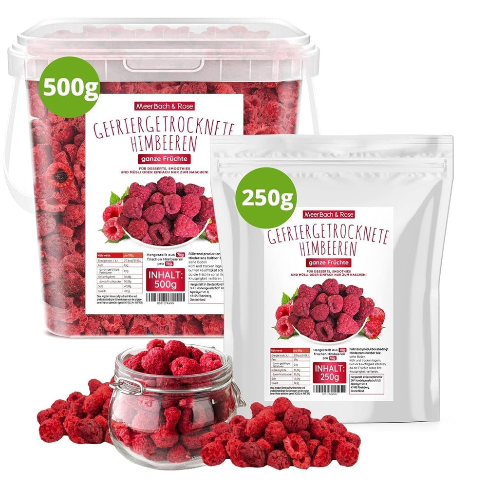 Framboises lyophilisées, SANS produits chinois, 500g de fruits entiers lyophilisés, sans additifs, fruités, fabriqués en Allemagne Produits déshydratés Naty Shop